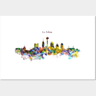 San Antonio Skyline Silhouette Posters and Art